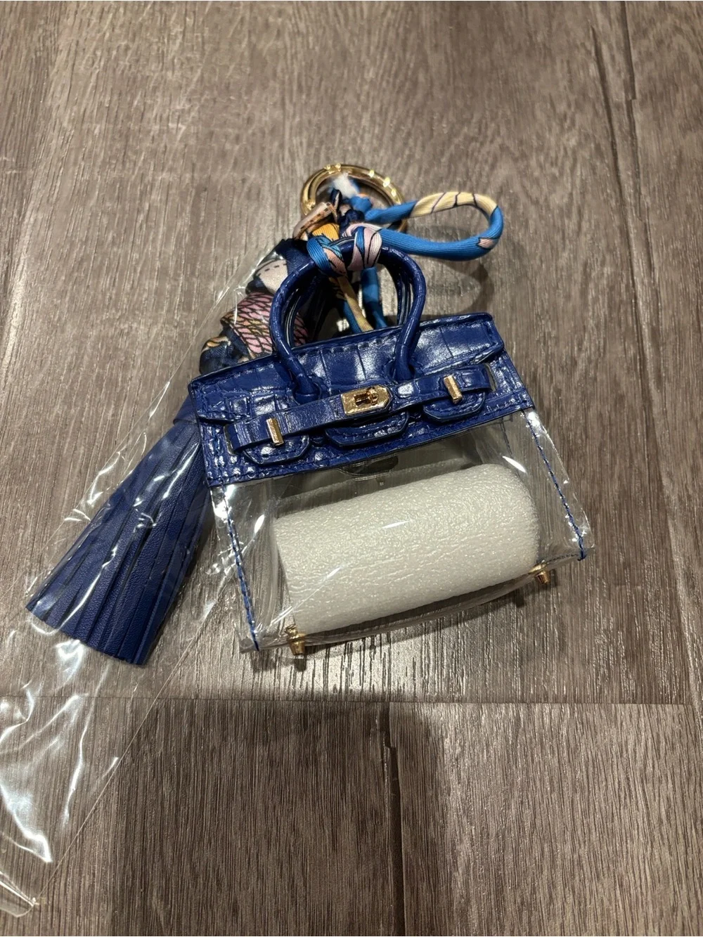 🌸 Summer Blue & Clear Mini Bag Charm & Keychain 🌸
